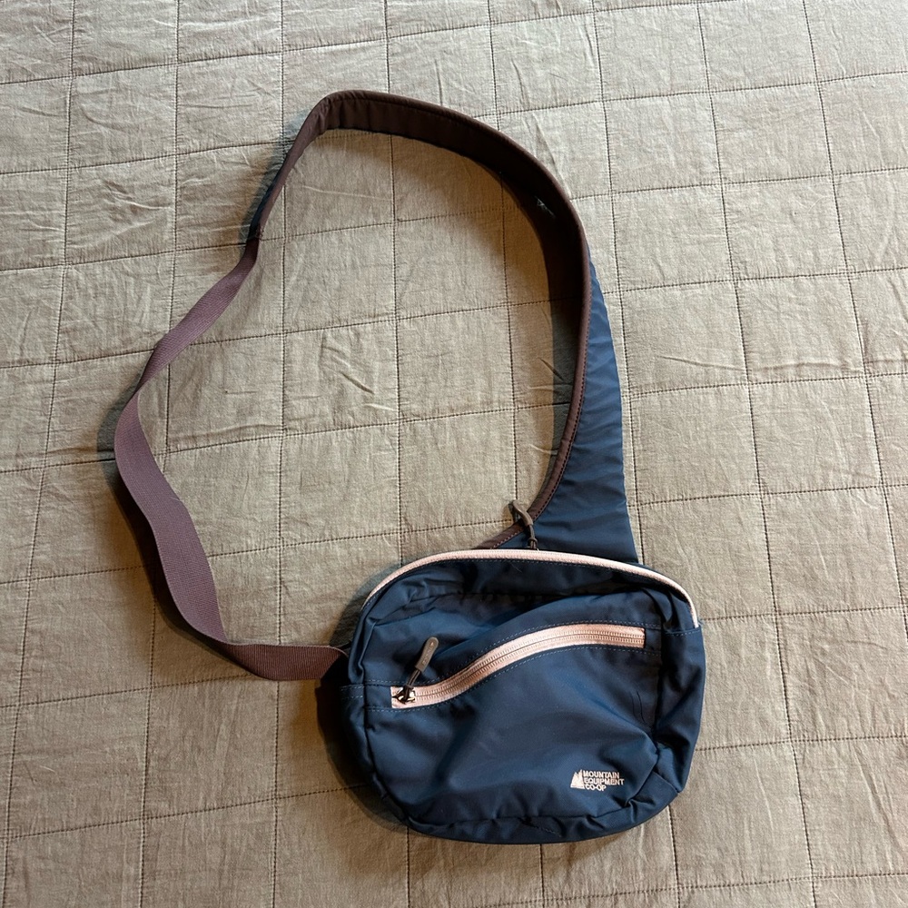 Navy MEC Crossbody Bag with Grey Strap